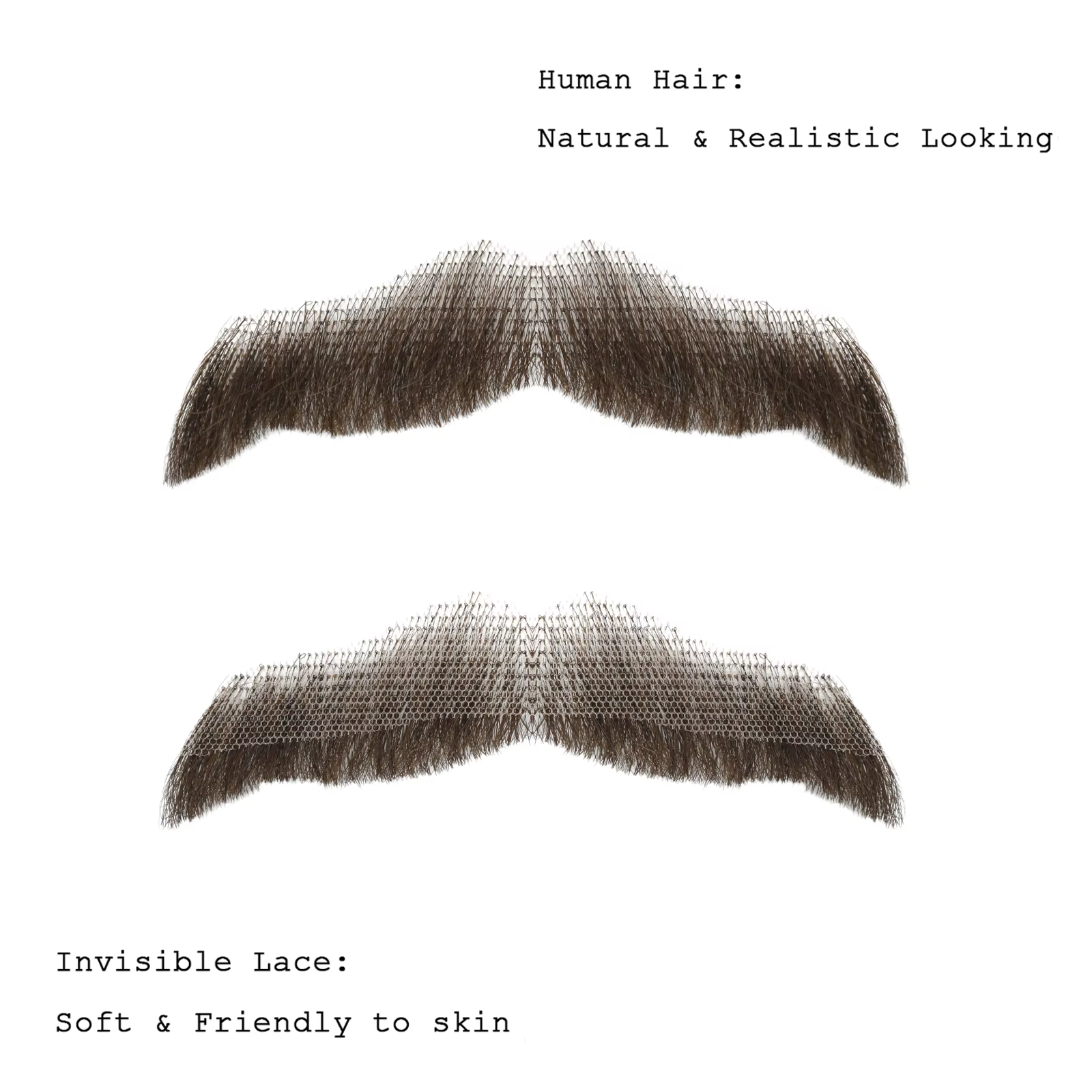 Moustache et barbe réalistes en cheveux humains pour hommes