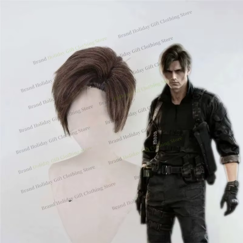 Perruque de cosplay Re9 REQ Leon 2026 pour homme