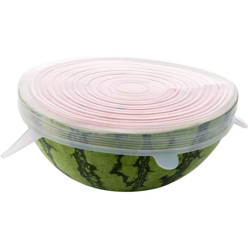 Juste en silicone réutilisable et durable pour les restes d'aliments frais, bol de batterie de cuisine lavable, conservation des aliments au micro-ondes, 6 pièces