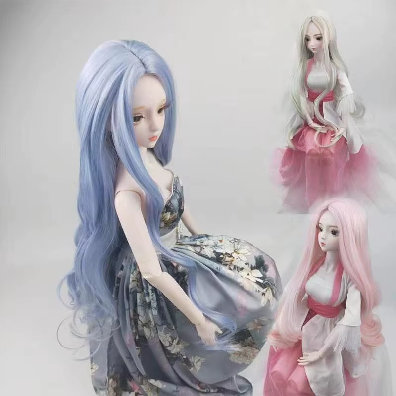 Perruque de cheveux longs et colorés de princesse OB11
