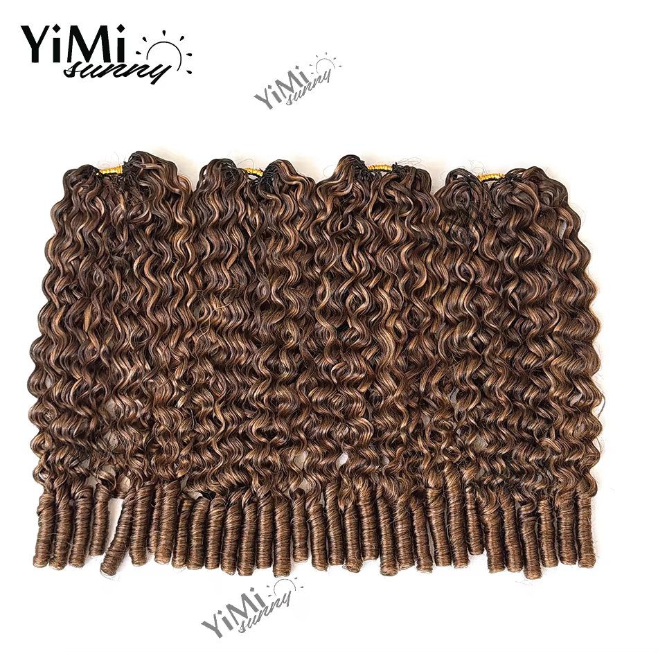 Extensions de cheveux humains bouclés birmanes 4/27/30 en plumes