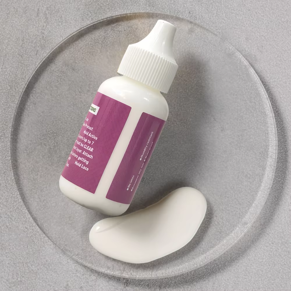 Colle pour perruque en dentelle - 1,3 oz, colle liquide imperméable pour perruques, colle invisible pour perruques, colle adhésive pour perruques à tenue forte et longue durée, colle blanche