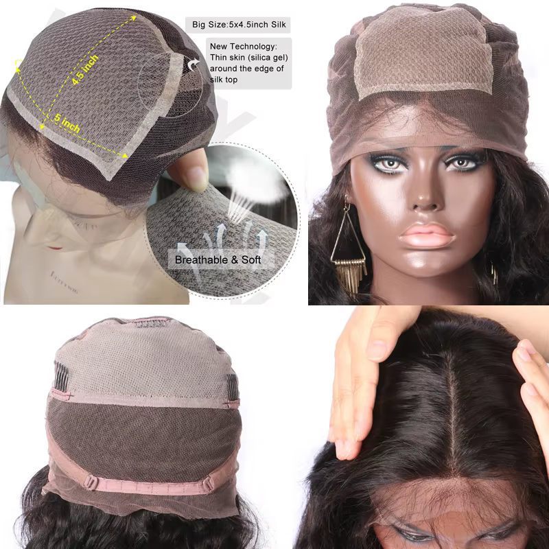 16 pouces droite Bob perruque avec frange cheveux humains pleine dentelle courte noir Bob perruques 5x5 Base de soie