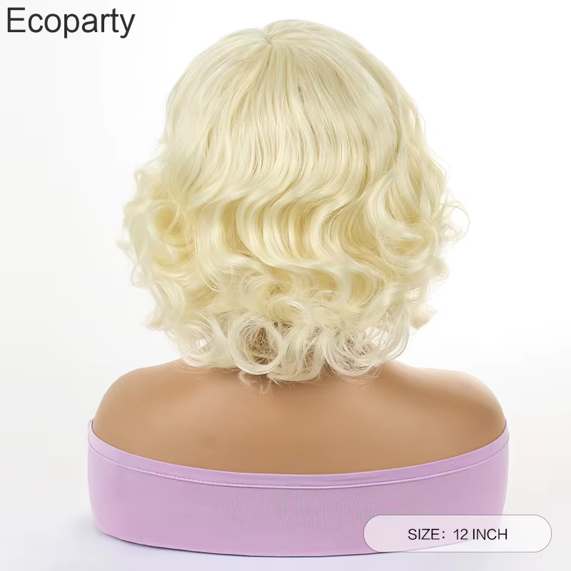 Halloween femmes Marilyn Monroe perruque dorée cheveux courts bouclés perruques