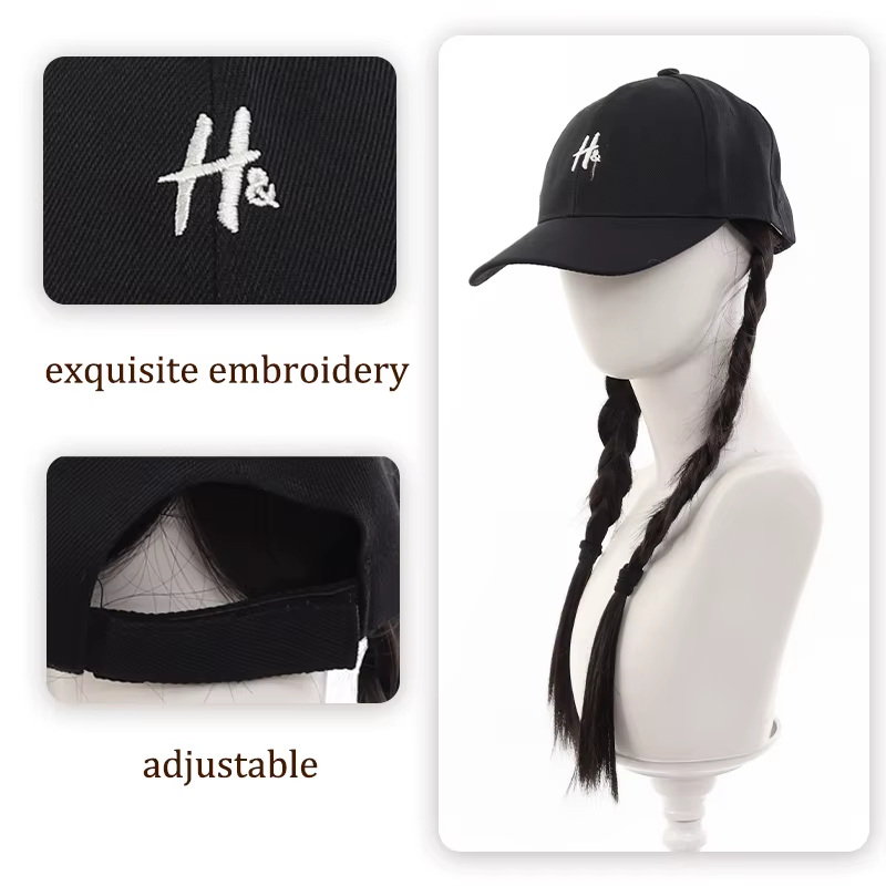 Casquette de baseball pour femme avec perruque intégrée
