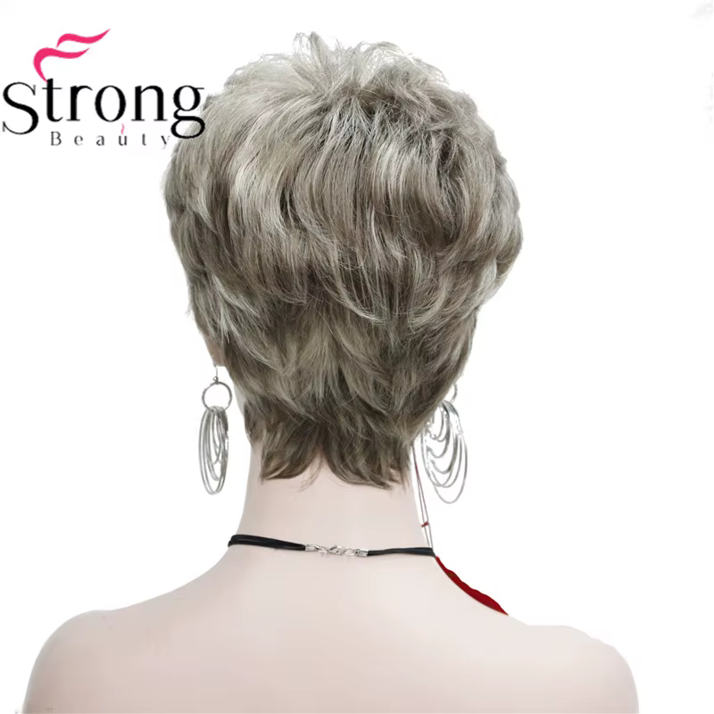 Perruque synthétique courte bouclée blonde/auburn pour femmes