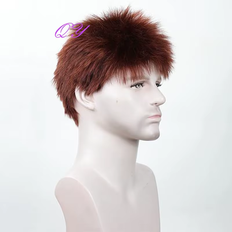 Perruque synthétique courte de 2 pouces pour hommes