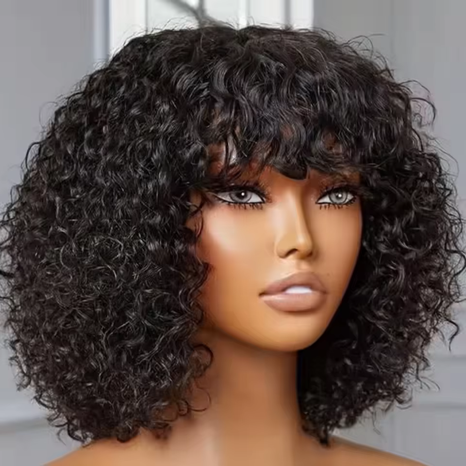 Perruque Bob brésilienne crépue bouclée vierge de cheveux humains pour les femmes noires perruques courtes Afro