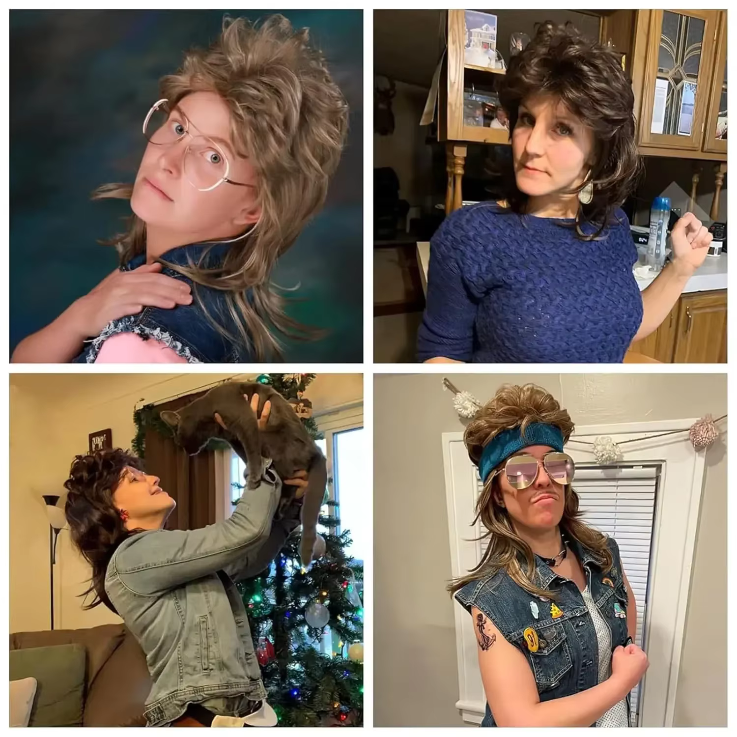 Perruques mulet pour femmes Joe Dirt Emo perruque 80s 90s Costumes fantaisie accessoire de fête Cosplay
