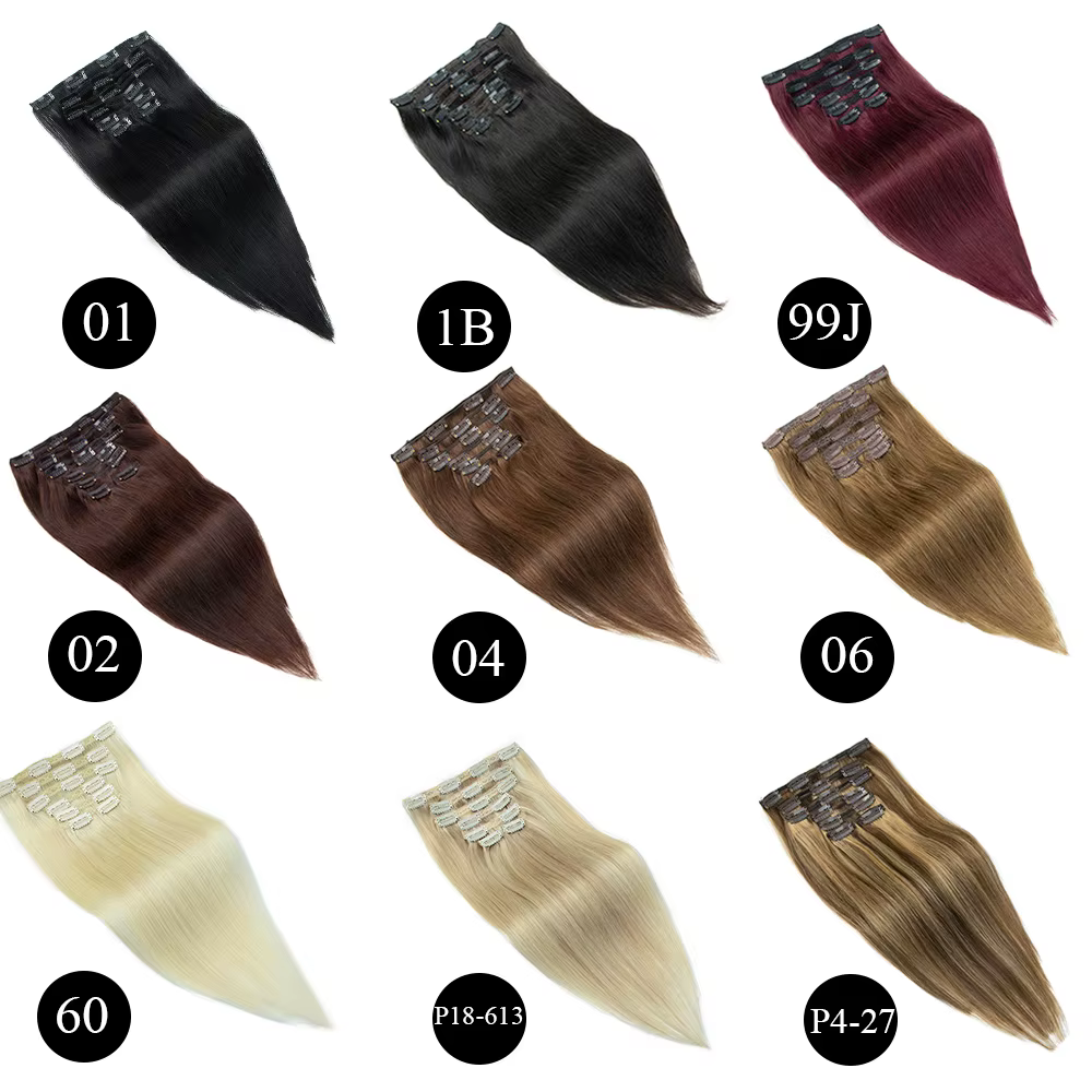 Extensions de cheveux humains à clipser