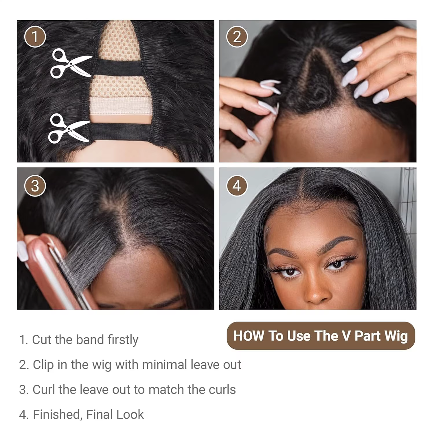 Perruque Afro V-Part frisée crépue pour femmes noires, perruque sans colle prête à porter avec des boucles rebondissantes uniques aux pointes, synthétique