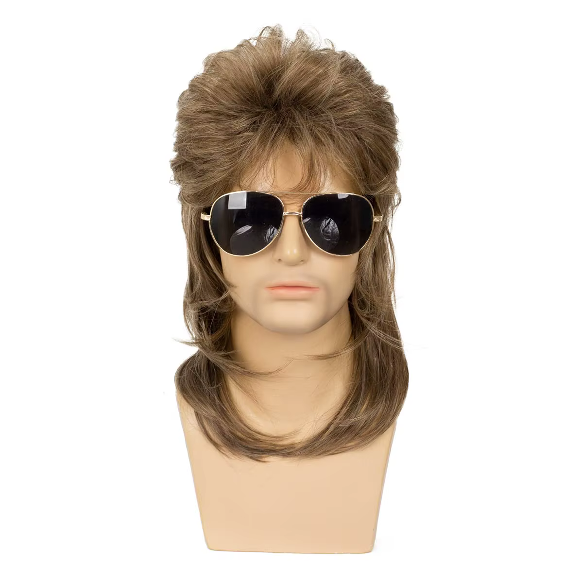 Perruques Mullet Synthétiques pour Hommes, Accessoire de Fête Fantaisie Noir pour Costumes Années 70 et 80, Perruque de Cosplay