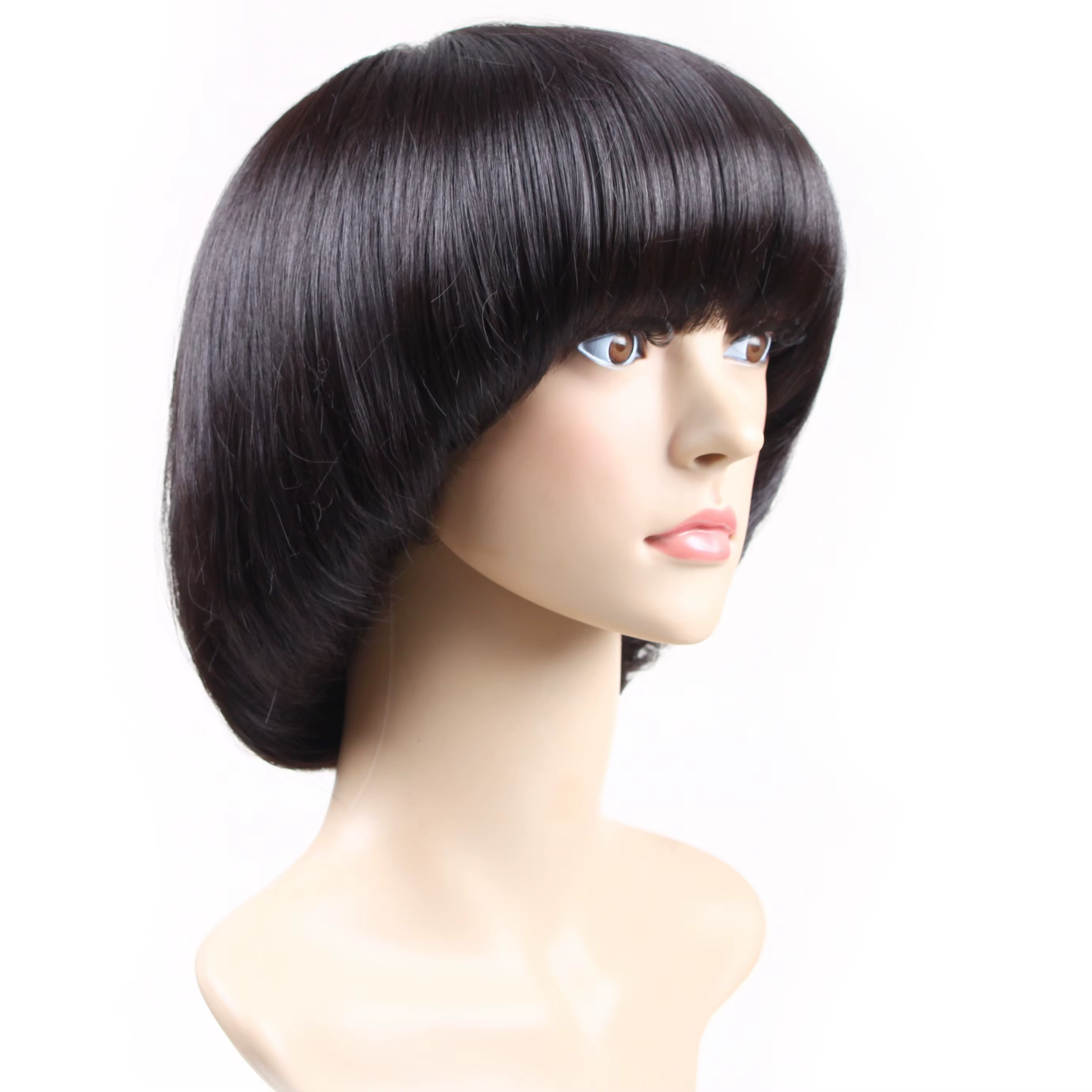 Perruque champignon Bob courte pour femmes à la mode avec boucles intérieures, fibre synthétique, sans dentelle, perruque complète