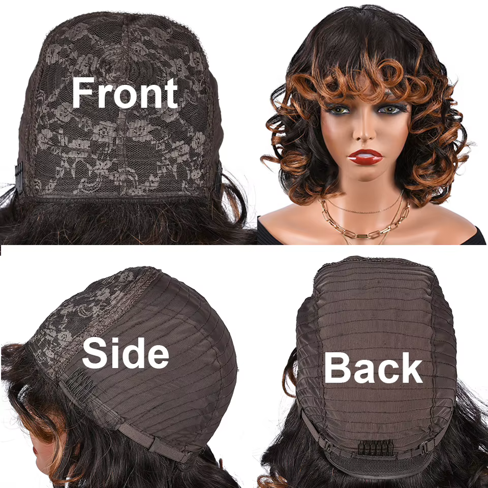 HairUGo-Perruques de cheveux humains bouclés sans colle pour femmes