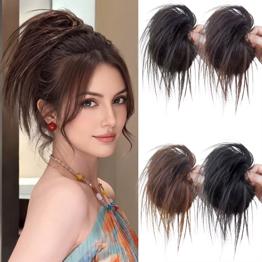 Nouvelle Postiche Synthétique Chignon Effet Désordonné
