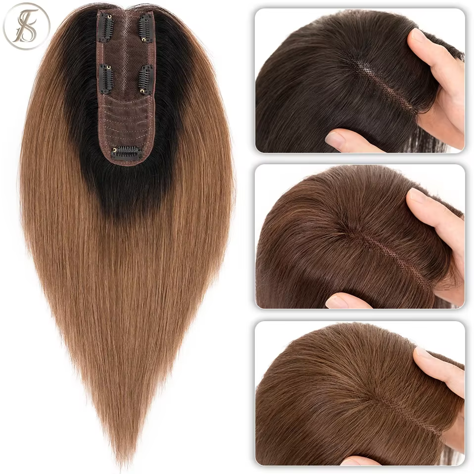 Toppers de cheveux humains à nœud unique pour femmes