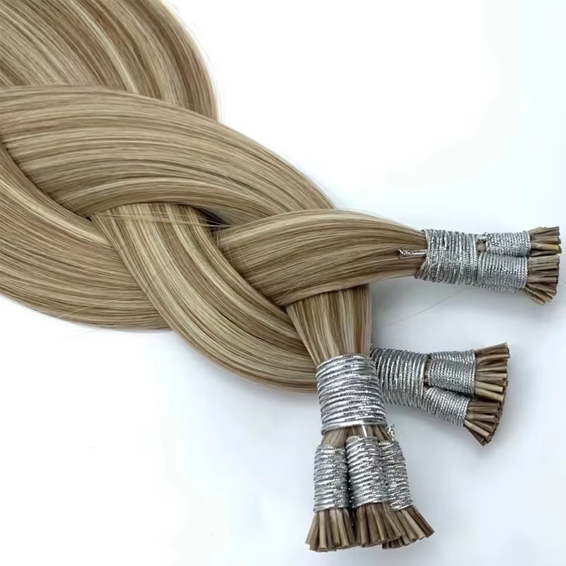 Extensions de cheveux droites I Tip Extensions de cheveux naturels de Fusion humaine réelle 50 pièces/ensemble Capsule de kératine couleur marron blond 18-30 pouces