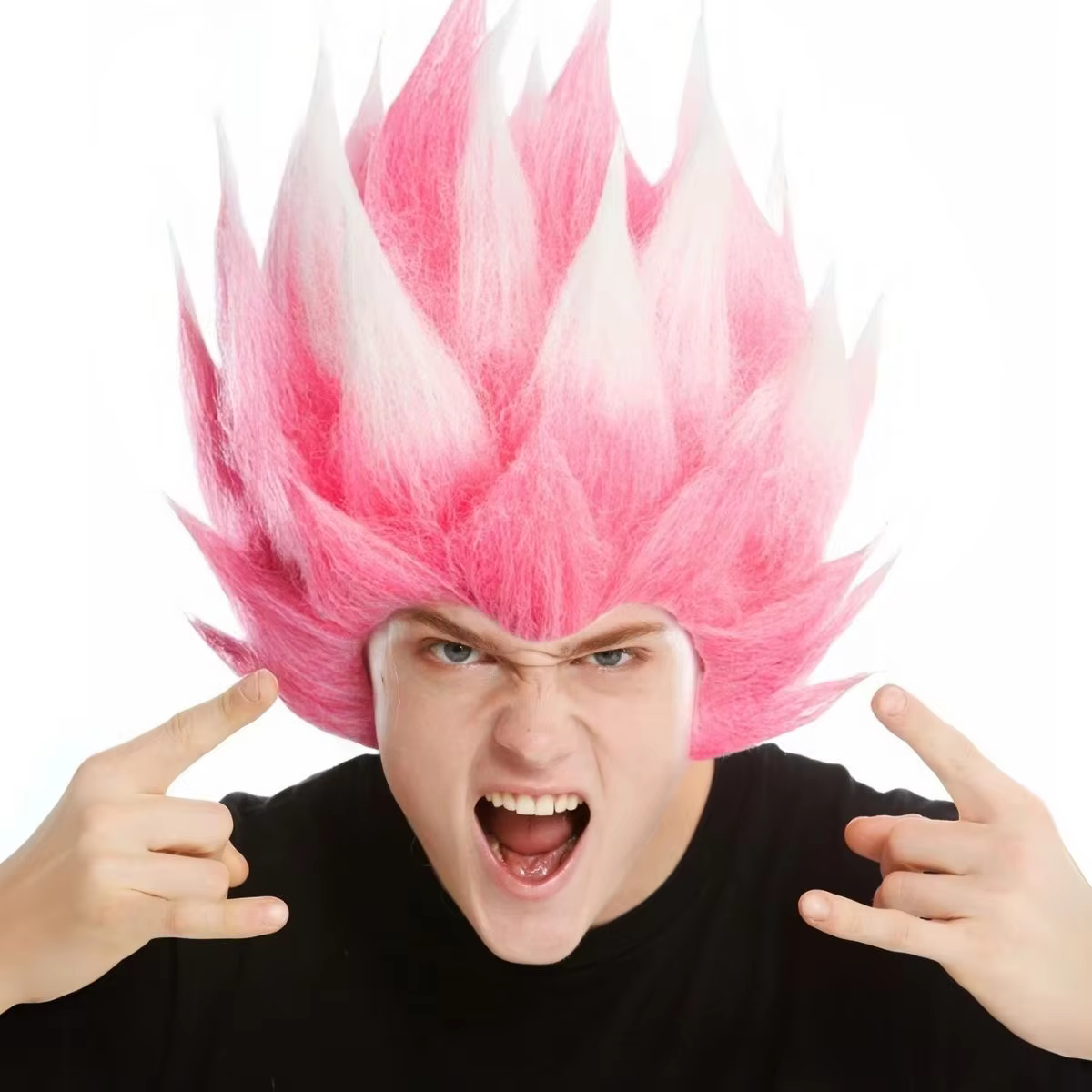 Perruque de Cosplay synthétique de Style Anime rose et blanc