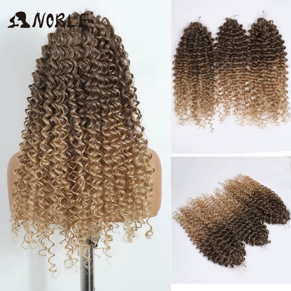NOBLE Lot de mèches synthétiques ondulées brunes blondes de 24 pouces