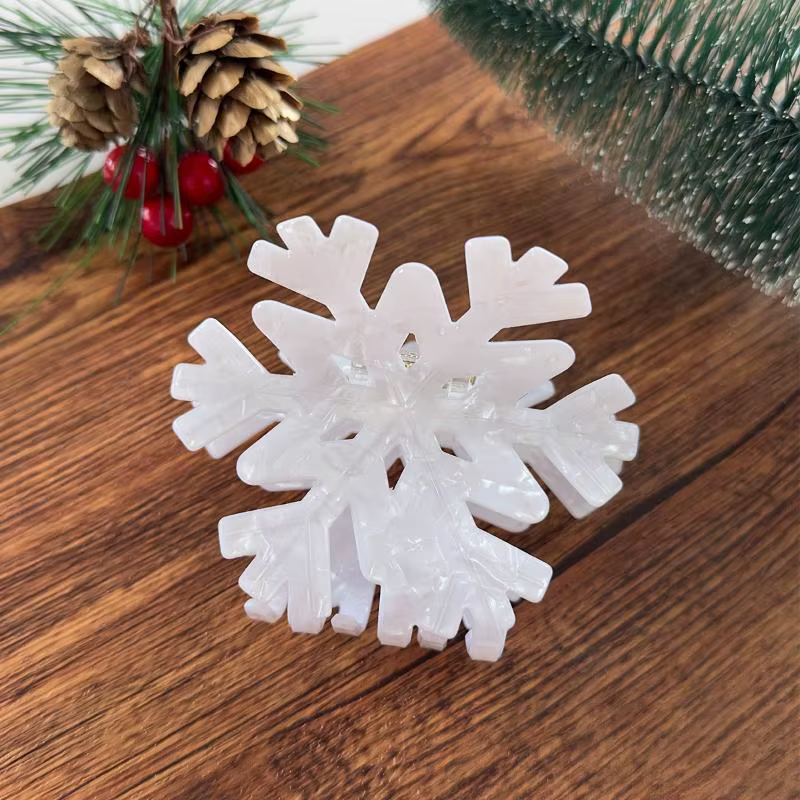 1/3 pièces flocon de neige de noël acrylique griffe de cheveux hiver romantique