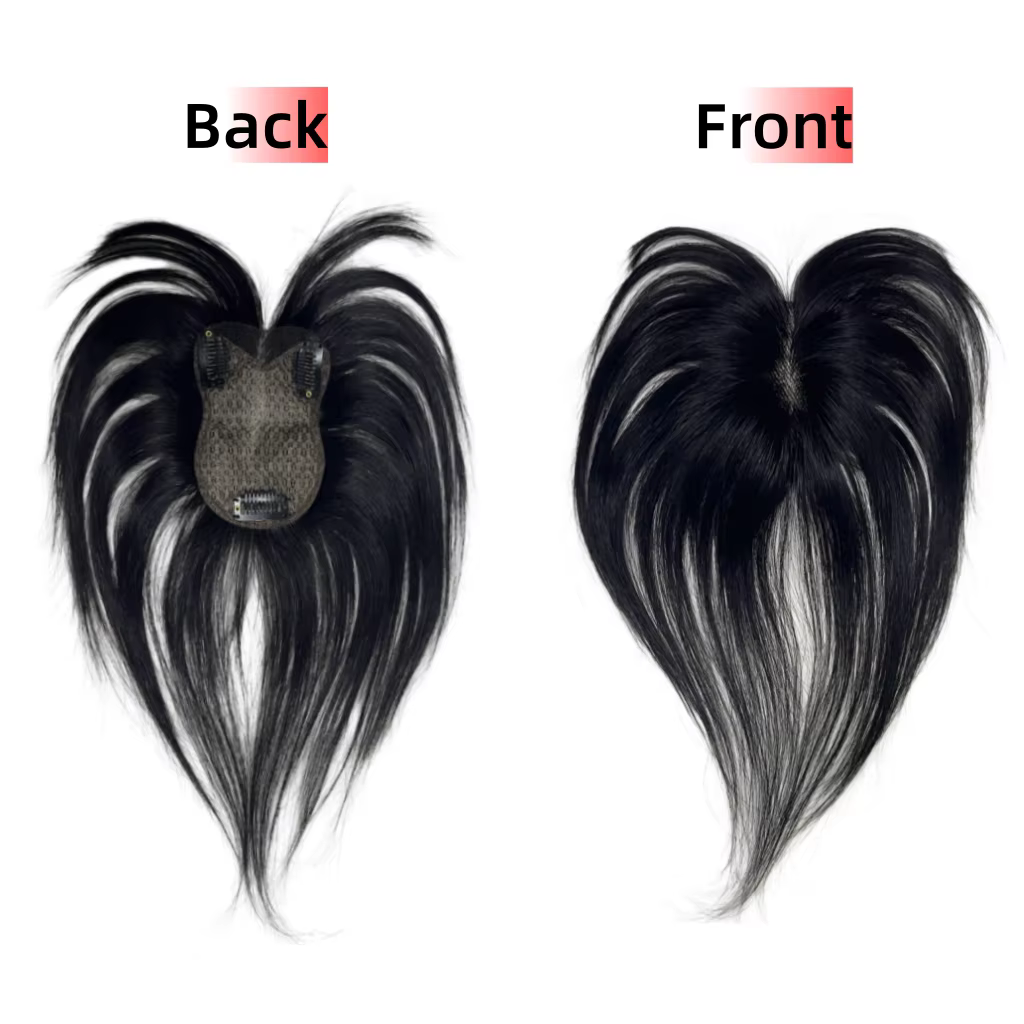 100% vrais cheveux humains Topper pour femmes 8x11 cm Invisible dentelle Toppers avec 3D frange Clips dans les postiches pour Volume couverture chauve