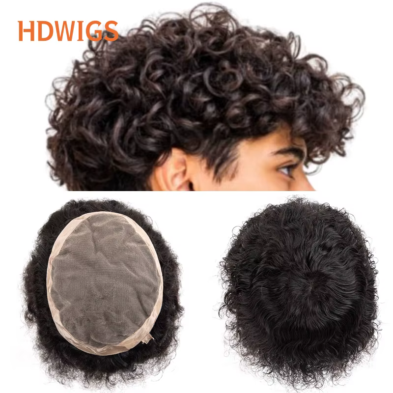 Prothèse capillaire homme bouclée 20 mm