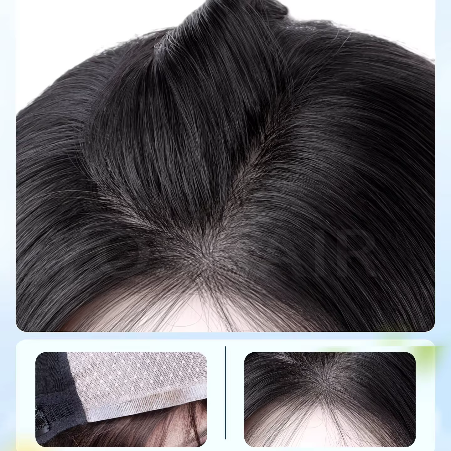16x16cm 2 # Marron foncé 4 # Perruques 100% cheveux humains sans colle prêtes à porter