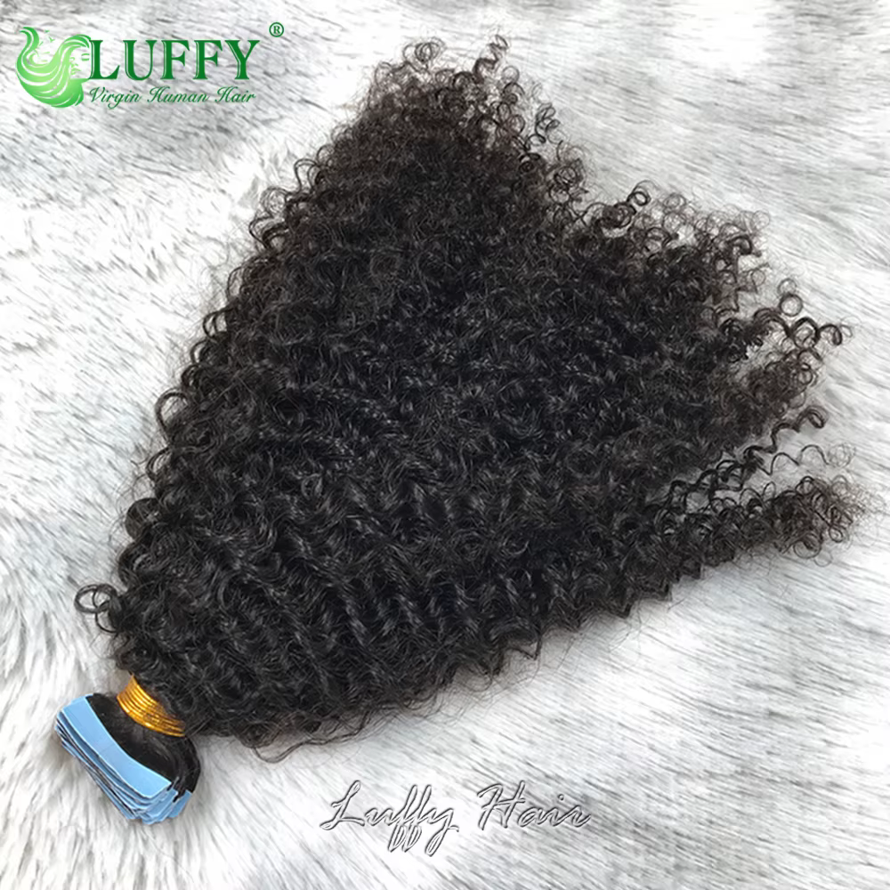 Extensions de cheveux humains bouclés crépus à bandes adhésives