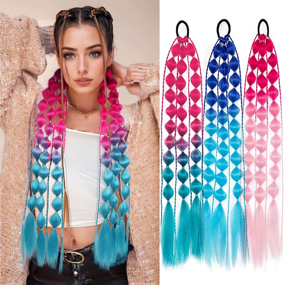 Extensions synthétiques de cheveux colorés 24 "