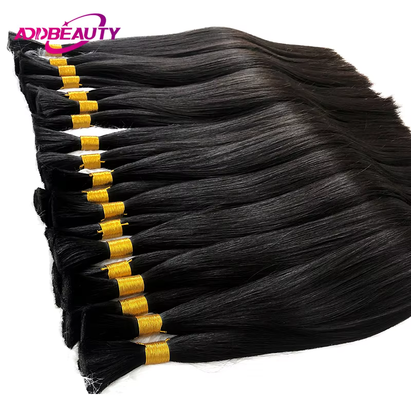 Extensions de cheveux humains lisses en vrac pour tresses bohèmes, 50g/pièce, cheveux naturels véritables pour femmes
