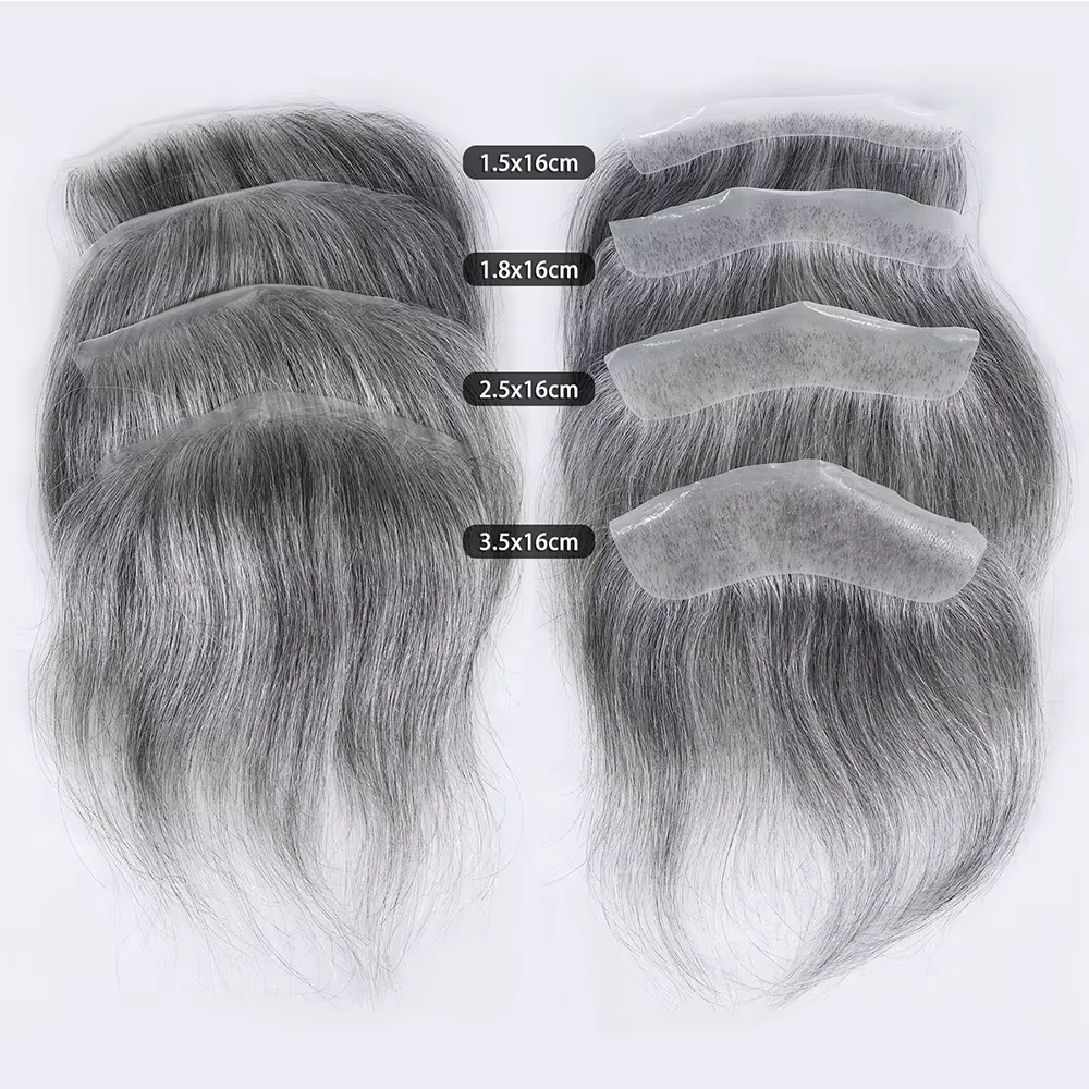 Toupet de ligne de cheveux frontale grise pour hommes