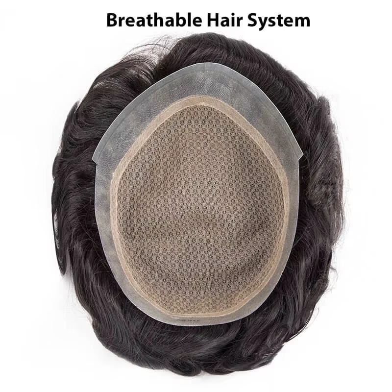 Toupet hommes australie-Double couche mâle prothèse de cheveux respirant dentelle et Pu Base homme perruque 6 "naturel