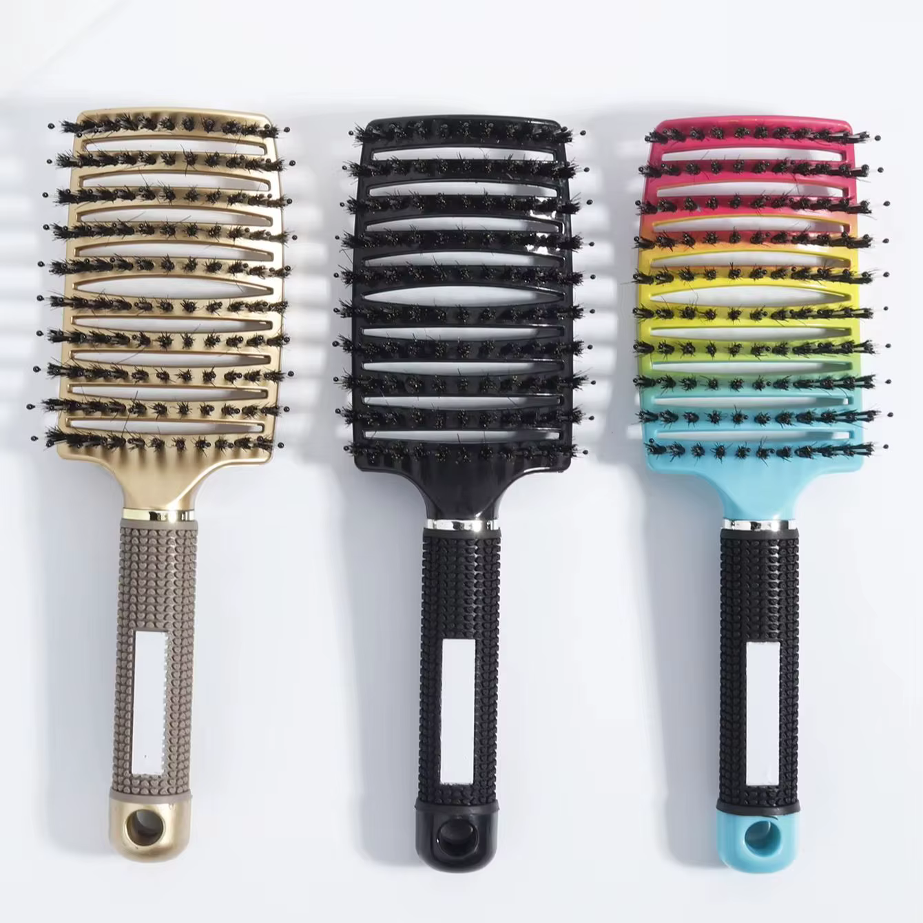 Brosse démêlante en poils naturels et nylon pour femmes