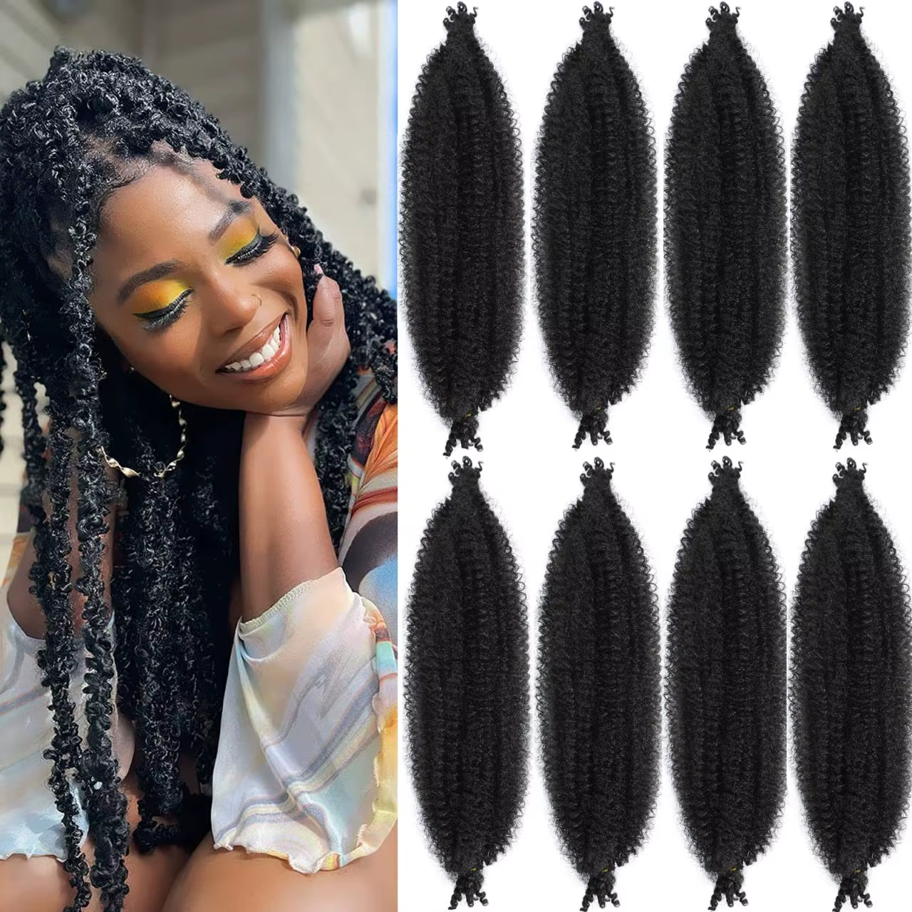 Afro crépus bouclés Marley tresse Crochet cheveux synthétique tressage Extension