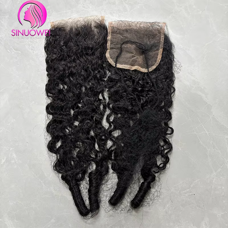 Closure en dentelle transparente 4x4 Cheveux bouclés birmans 12A