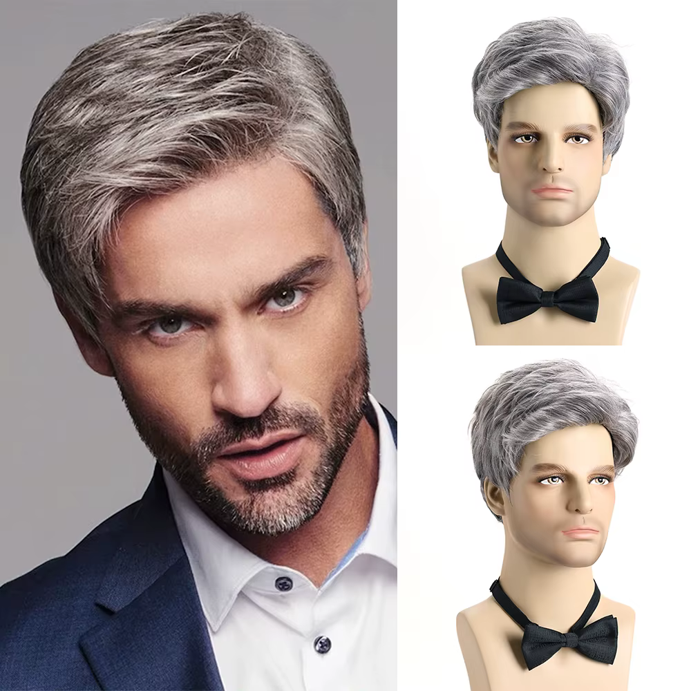 Perruque Synthétique Courte Bouclée Naturelle pour Jeune Homme