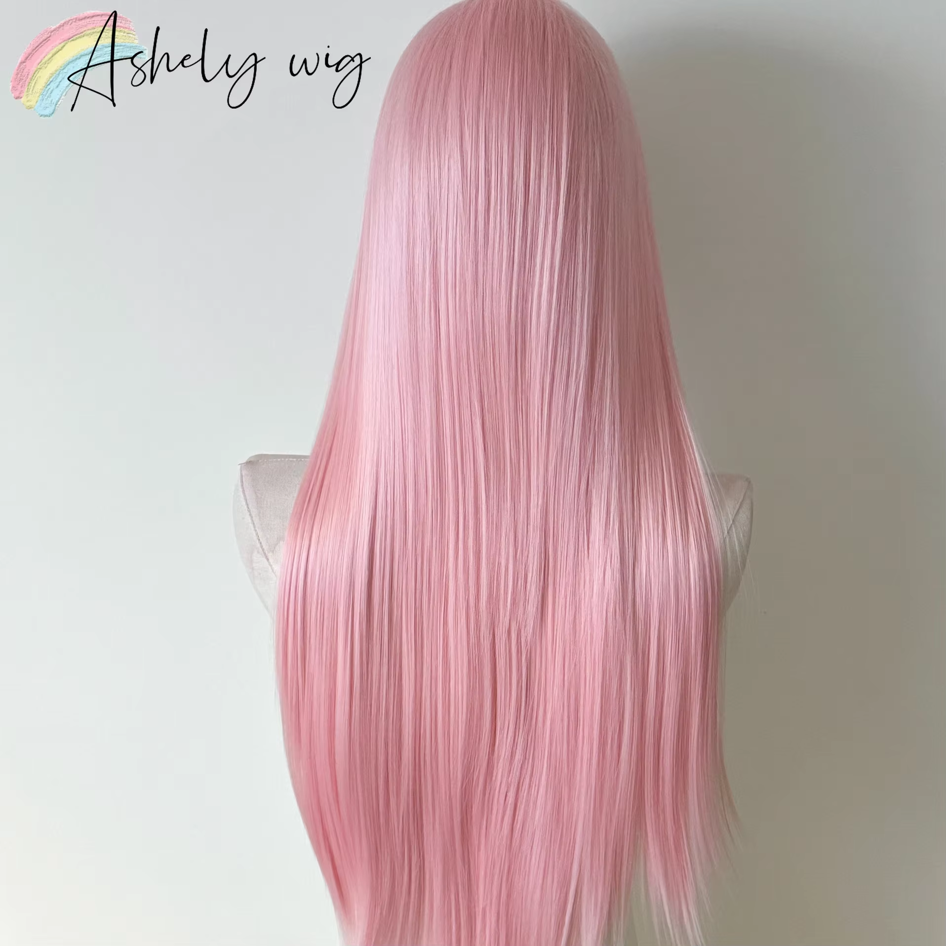 Perruque Lace Front Wig synthétique rose clair 13x4