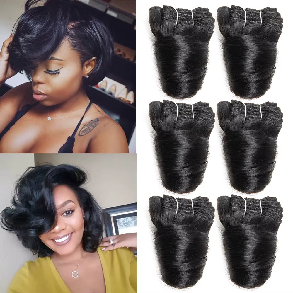 Extensions de cheveux naturels brésiliens ondulés avec closure courte 4x4 en dentelle