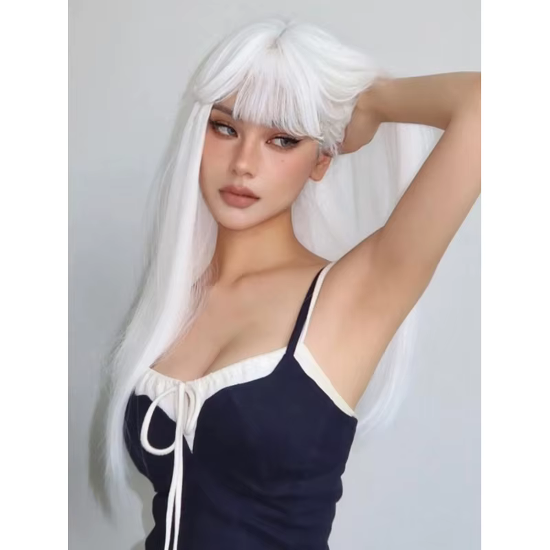 Perruque synthétique longue et lisse pour femme