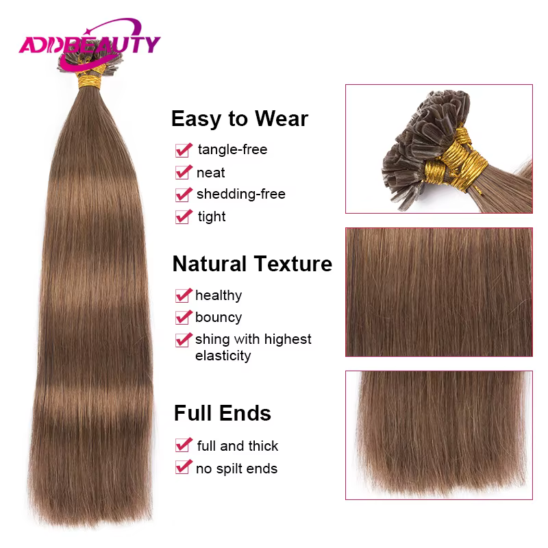U pointe pointe d'ongle Extension de cheveux cheveux humains droite Blonde UTip Extension de cheveux humains Fusion naturelle cheveux humains kératine Remy cheveux
