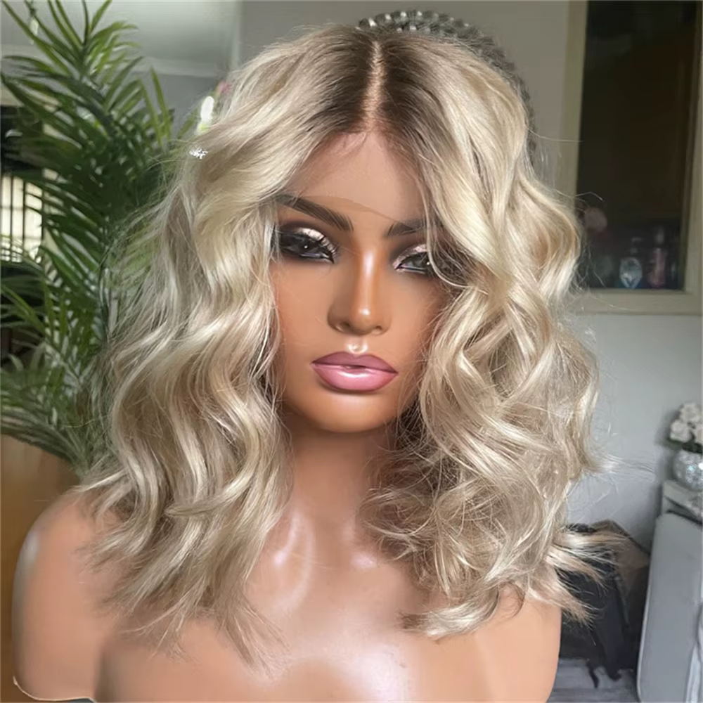 Perruque synthétique Lace Front courte ondulée