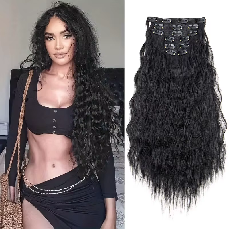 Extensions de cheveux synthétiques ondulés de 24 pouces