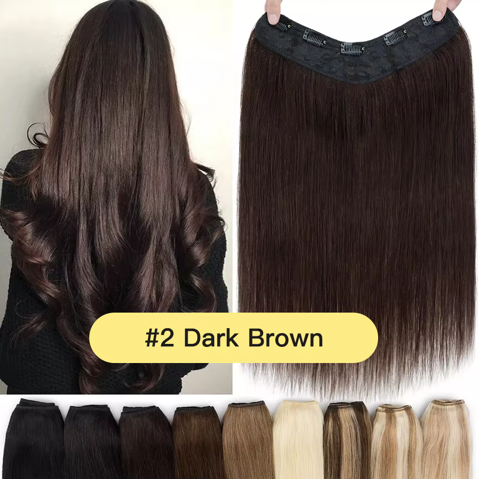 YELO 12 "-26" pince en forme de V dans les Extensions de cheveux vrais
