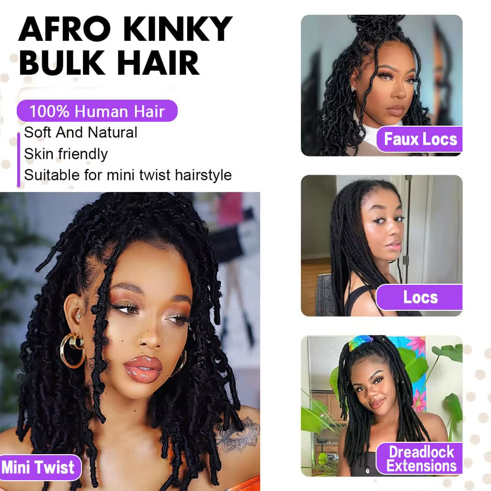 Afro crépus en vrac Dreadlock Extension de cheveux