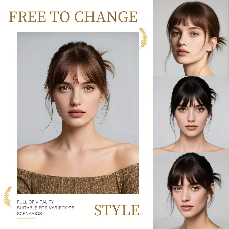 Frange frontale droite à clipser avec frange pour femme