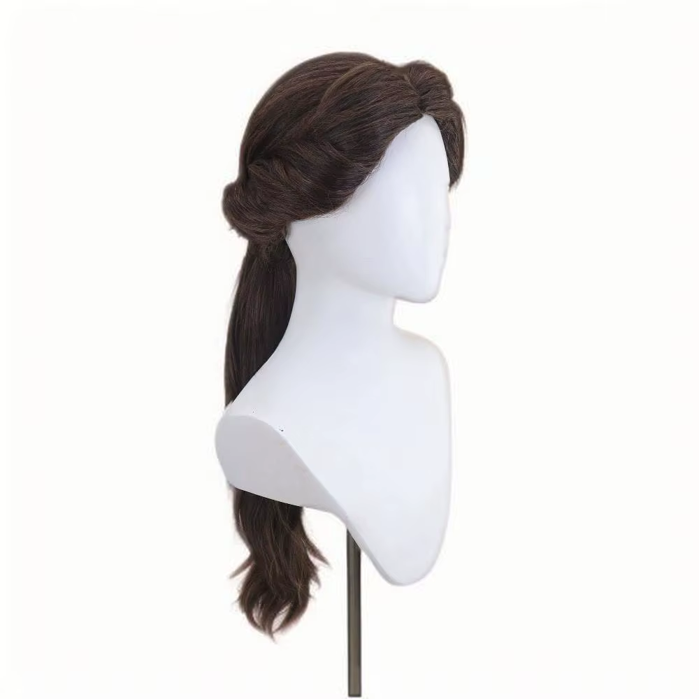 Perruque brune de style professionnel pour cosplay Belle Village Girl