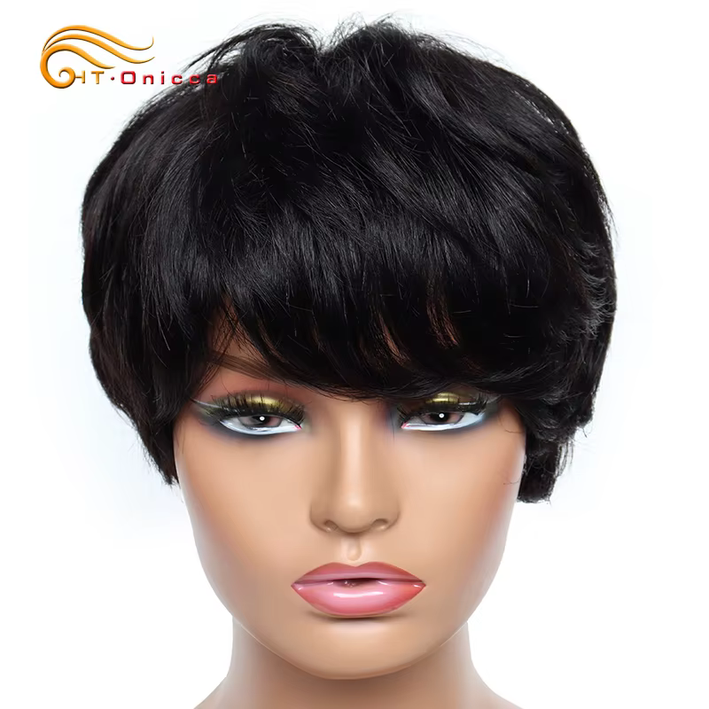 Perruques de cheveux humains bon marché courte Bob coupe lutin perruque