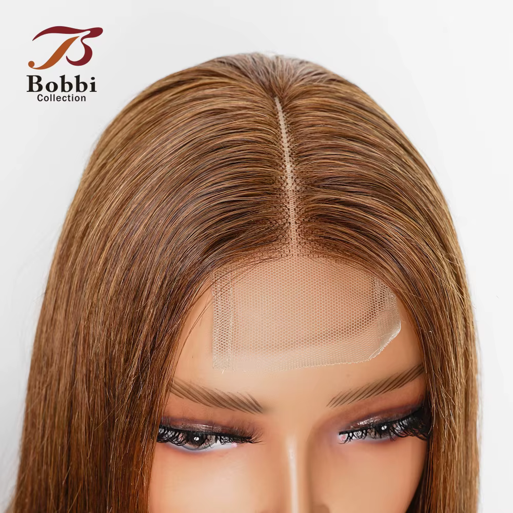 Perruque de cheveux 100% naturels bruns 2x6