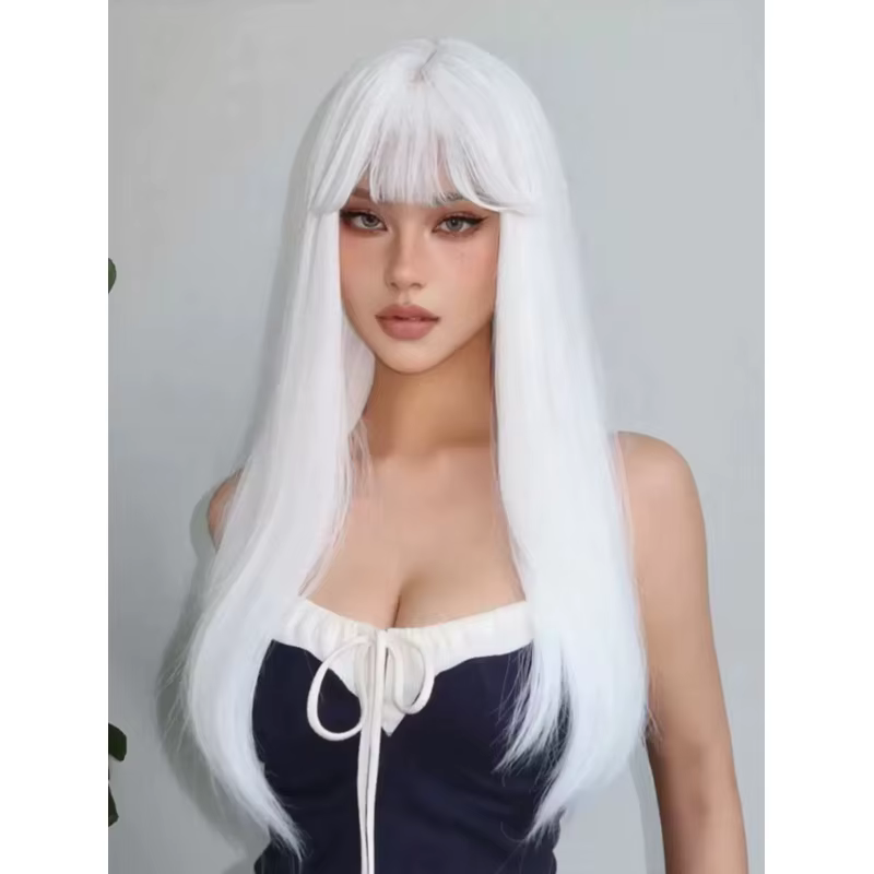 Perruque synthétique longue et lisse pour femme