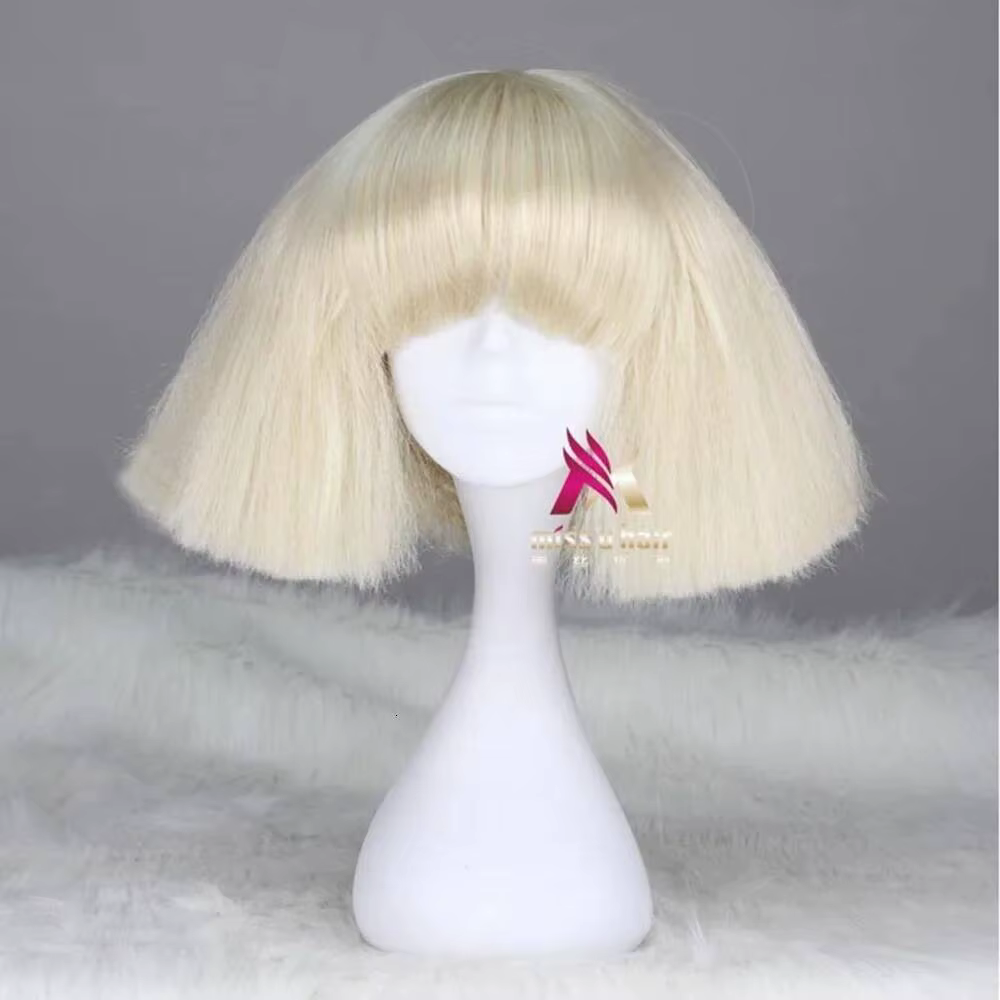 Perruque synthétique noire Lady Gaga